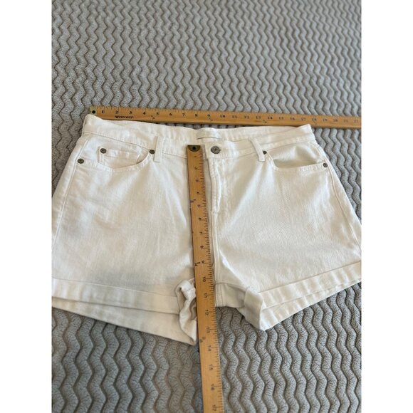 7 FOR ALL MANKIND~  Womens White Mid Roll Shorts Cotton/Spandex Blend Size 31 - Picture 4 of 11